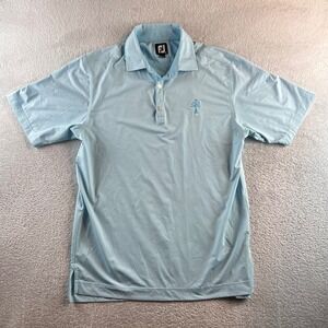 FootJoy Mens ProDry Performance Golf Polo Shirt Blue Textured Tree Logo 26369 M